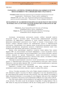 Разработка алгоритма чтения файлов базы данных в системе интерактивного учета внебюджетных средств вуза