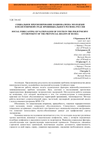 Социальное прогнозирование национализма молодежи в полиэтничной среде провинциального региона России