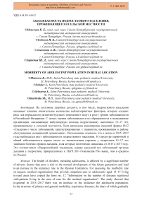 Заболеваемость подросткового населения, проживающего в сельской местности