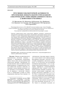 Регуляция локомоторной активности при помощи эпидуральной и чрескожной электрической стимуляции спинного мозга у животных и человека