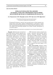 Показатели качества жизни больных злокачественными опухолями молочной железы в Ульяновской области