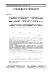 Электрогастроэнтерографические признаки нарушения моторно-эвакуаторной функции желудочно-кишечного тракта в раннем постгастрорезекционном периоде