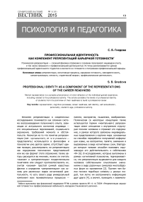 Профессиональная идентичность как компонент репрезентаций карьерной готовности