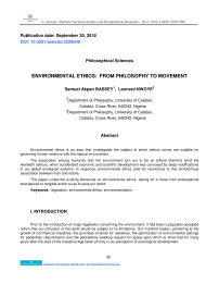 Environmental Ethics: From Fhilosophy to Movement