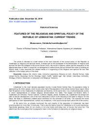 Features of the Religious and Spiritual Policy of the Republic of Uzbekistan: Current Trends