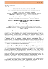 Влияние неорганических удобрений на урожайность хлопчатника на засоленных почва