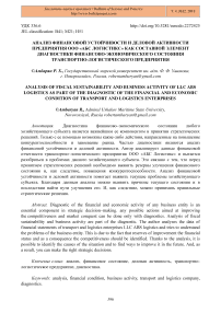 Анализ финансовой устойчивости и деловой активности предприятия ООО "АБС Логистикс" как составной элемент диагностики финансово-экономического состояния транспортно-логистического предприятия