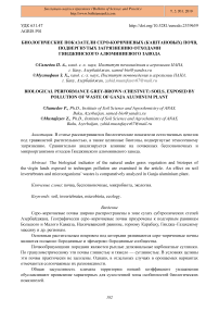 Биологические показатели серо-коричневых (каштановых) почв, подвергнутых загрязнению отходами Гянджинского алюминиевого завода