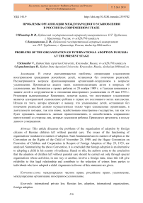 Проблемы организации международного усыновления в России на современном этапе