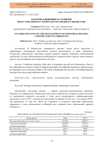 Факторы, влияющие на развитие индустриального строительства жилья в Узбекистане