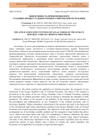 Эффективность применения норм Уголовно-процессуального кодекса Киргизской Республики