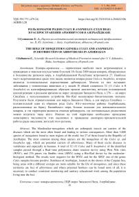 Распространение комаров родов Culex и Anopheles (Culicidae) в распространении арбовирусов в Азербайджане