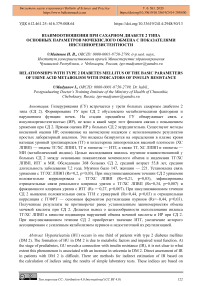 Взаимоотношения при сахарном диабете 2 типа основных параметров мочекислого обмена с показателями инсулинорезистентности