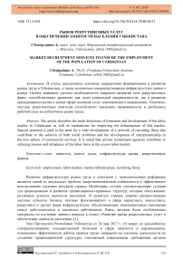 Рынок рекрутинговых услуг в обеспечении занятости населения Узбекистана