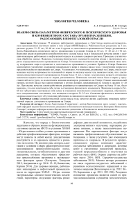 Взаимосвязь параметров физического и психического здоровья и компонентного состава организма женщин, работающих в нефтегазовой отрасли