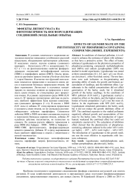 Эффекты лигногумата на фитотоксичность фосфорсодержащих соединений (модельные опыты)