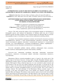 Anthropogenic loads in the mountain Shirvan economical and geographical region of Azerbaijan, their evaluation and modeling