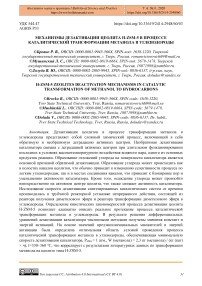 Механизмы дезактивации цеолита H-ZSM-5 в процессе каталитической трансформации метанола в углеводороды