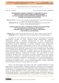 Обобщенное множественное сравнение в рамках психологической социологии политики (распределение групп по номинальным ответам для интервальных параметров)