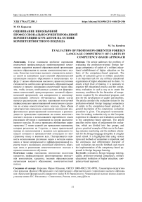 Оценивание иноязычной профессионально ориентированной компетенции курсантов на основе компетентностного подхода