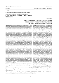 Влияние ценностных ориентаций будущих педагогов на процесс становления их профессиональной гибкости