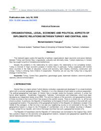 Organizational, legal, economic and political aspects of diplomatic relations between Turkey and Central Asia