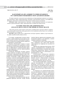 Факторный анализ административно-правового регулирования отношений в сфере здравоохранения