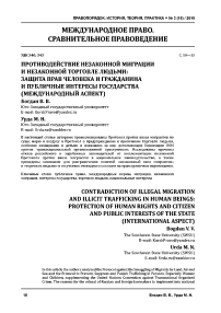 Противодействие незаконной миграции и незаконной торговле людьми: защита прав человека и гражданина и публичные интересы государства (международный аспект)