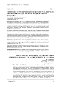 Исполнение постановления о принудительном выдворении иностранных граждан в условия пандемии COVID-19