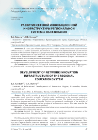Развитие сетевой инновационной инфраструктуры региональной системы образования