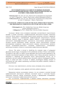 Системный подход как один из основных подходов при формировании профессиональной компетентности будущих социальных педагогов