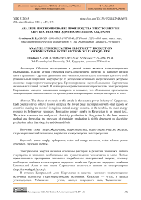 Анализ и прогнозирование производства электроэнергии Кыргызстана методом наименьших квадратов