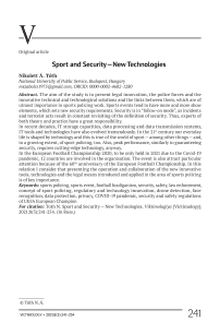 Sport and Security — New Technologies