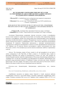 Исследование содержания тяжелых металлов в атмосферных осадках Гейгельского, Дашкесанского и Гедабекского районов Азербайджана