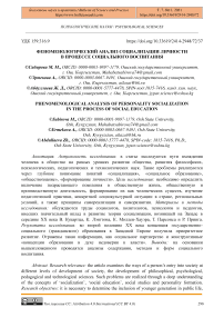 Феноменологический анализ социализации личности в процессе социального воспитания