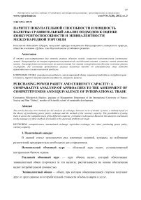 Паритет покупательной способности и мощность валюты: сравнительный анализ подходов к оценке конкурентоспособности и эквивалентности международной торговли