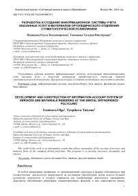 Разработка и создание информационной системы учета оказанных услуг и материалов ортопедического отделения стоматологической поликлиники