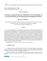The role of innovations and their impact on the economy of the food industry in the Nakhchivan Autonomous Republic
