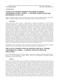 Закон сохранения мощности в двойственных тензорных сетях Г. Крона - А. Петрова (в пространстве, времени и структуре)