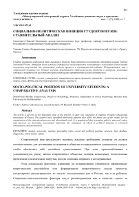 Социально-политическая позиция студентов вузов: сравнительный анализ