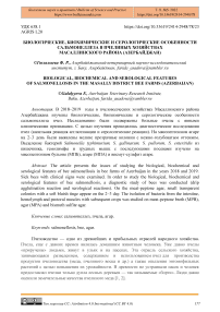 Биологические, биохимические и серологические особенности сальмонеллеза в пчелиных хозяйствах Масаллинского района (Азербайджан)