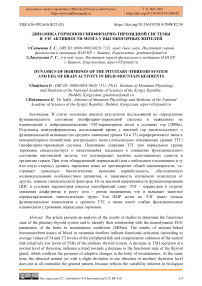 Динамика гормонов гипофизарно-тиреоидной системы и ЭЭГ активности мозга у высокогорных жителей