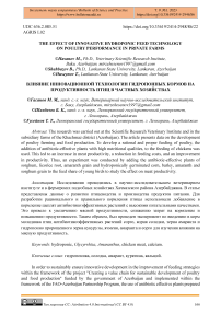 The effect of innovative hydroponic feed technology on poultry performance in private farms