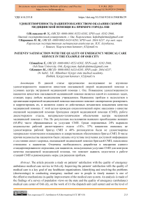 Удовлетворенность пациентов качеством оказания скорой медицинской помощи на примере города Ош