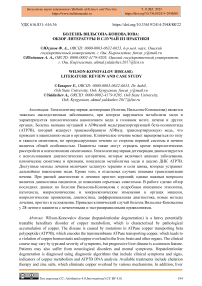 Болезнь Вильсона-Коновалова: обзор литературы и случай из практики