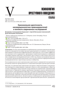 Криминальная идентичность несовершеннолетних правонарушителей в контексте современных исследований