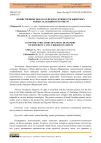 Хозяйственные показатели продуктивности животных разных селекций по группам