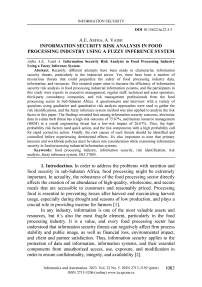 Анализ рисков информационной безопасности в пищевой промышленности с использованием системы нечеткого вывода