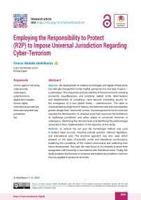 Employing the Responsibility to Protect (R2P) to Impose Universal Jurisdiction Regarding Cyber-Terrorism