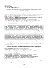 Российское предпринимательство: текущее состояние и перспективы развития в условиях санкций